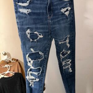 American Eagle Outfitters Ripped Blue Skinny Jeans
